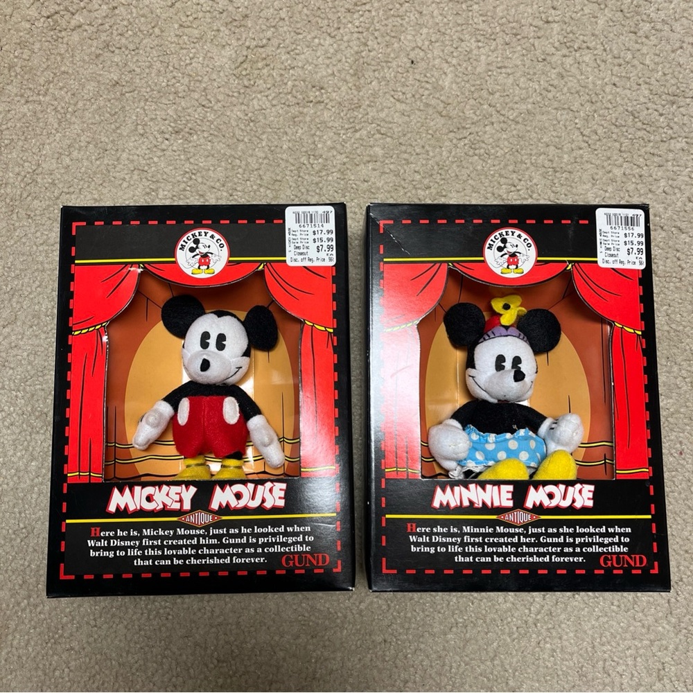 Vtg NIB GUND Mickey and Minnie Mouse Plush Set